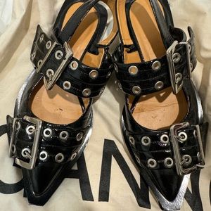 Ganni flat ballerina buckle flats